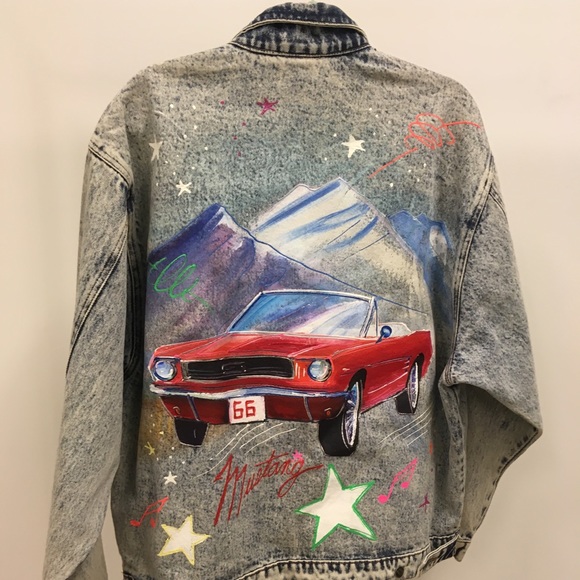 Custom painted denim jacket - Picture 1 of 5